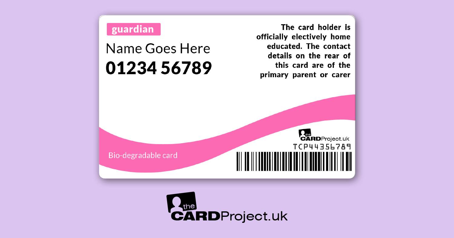 Home Educated Pink Photo Student ID Card  (REAR)